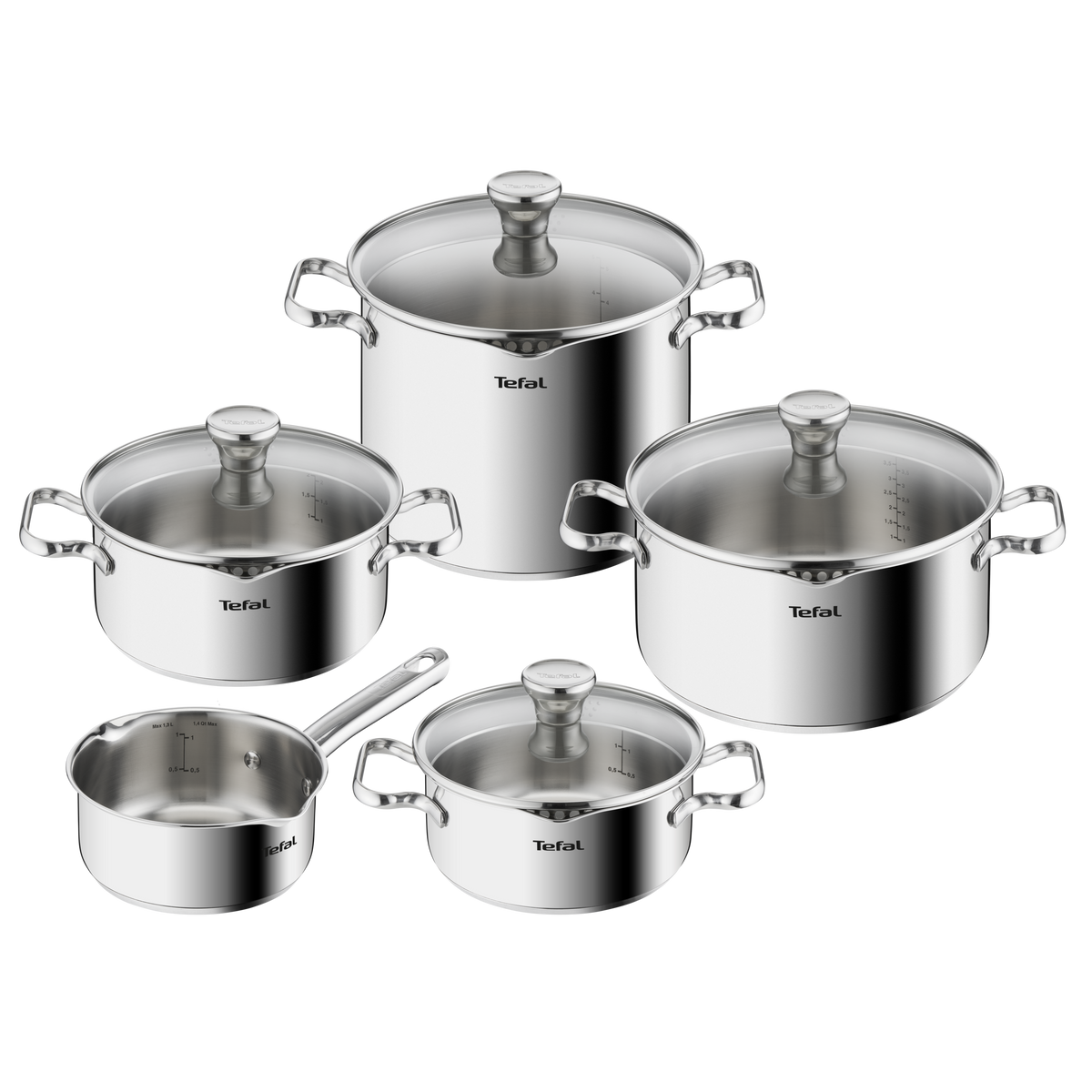 Duetto On, Batterie de cuisine 9p, Inox, Induction