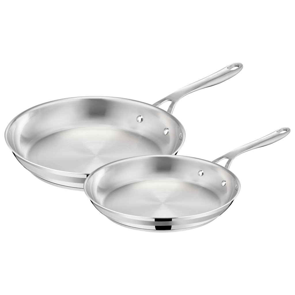 Jamie Oliver by Tefal Cook Smart, Poêles 24/28 cm, Acier inoxydable sans revêtement