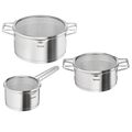 Nordica, Batterie de cuisine 6p, Inox, Induction, Couvercles égouttoirs
