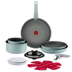 Halo Eucalyptus, Batterie de cuisine 15 pièces, Poignée assortie, Empilable
