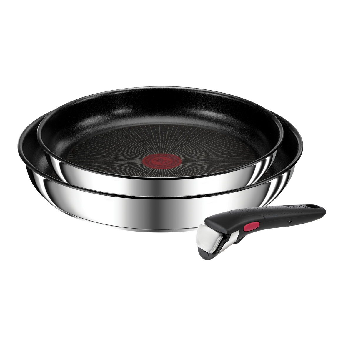 Ingenio Préférence, Inox + antiadhésif, Poêles 22/26 cm + poignée, Induction