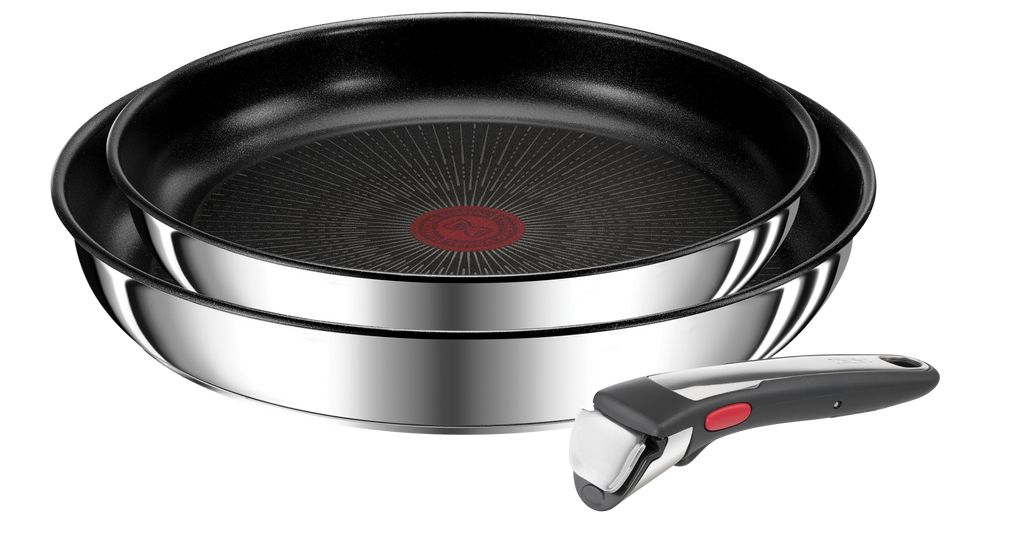 Ingenio Préférence, Inox + antiadhésif, Poêles 24/28 cm + poignée, Induction