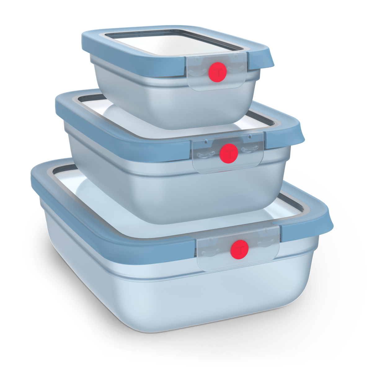 ONECLICK, Set 3 boîtes, 0,5/1,2/2,3L, Bleu