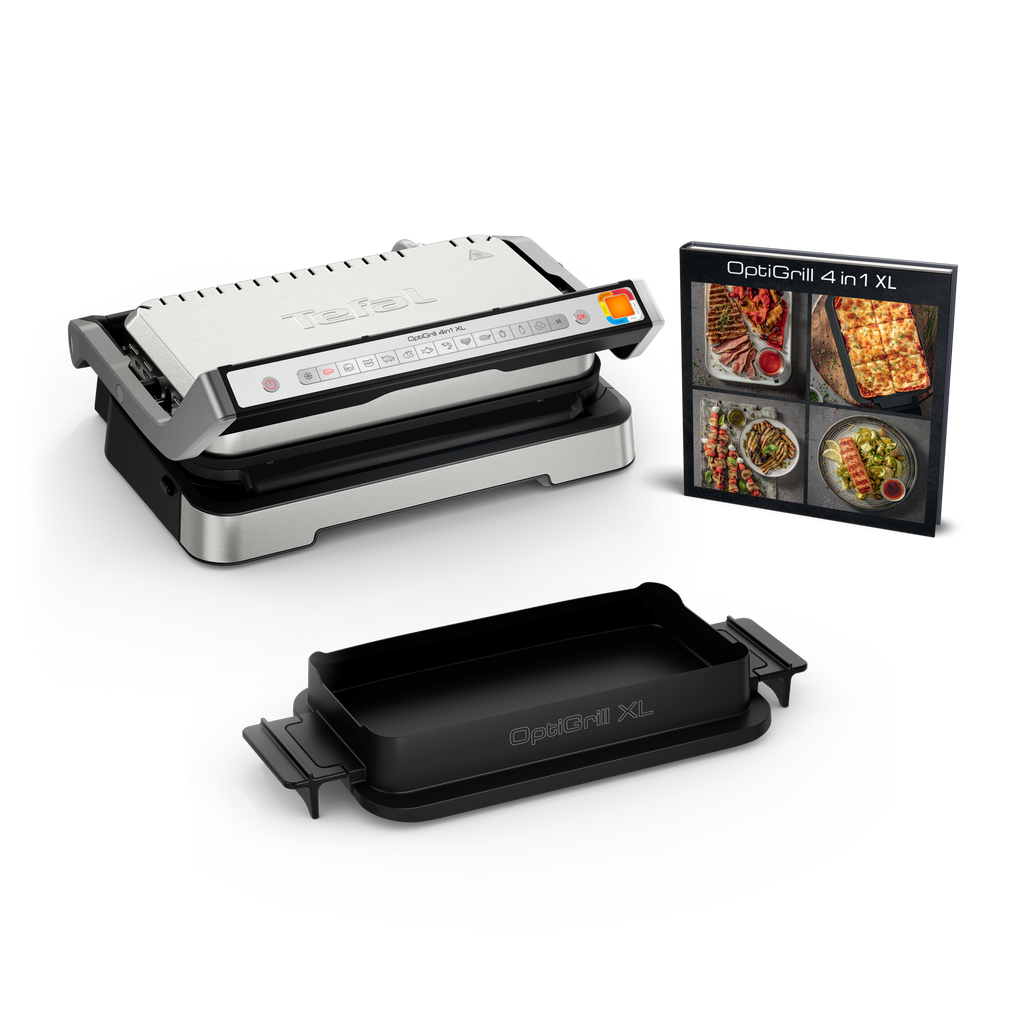 Optigrill 4 en 1 XL, grill intelligent, fonctions bbq, four et repas complet, 12 programmes, mode manuel, ouverture 180°, XL 