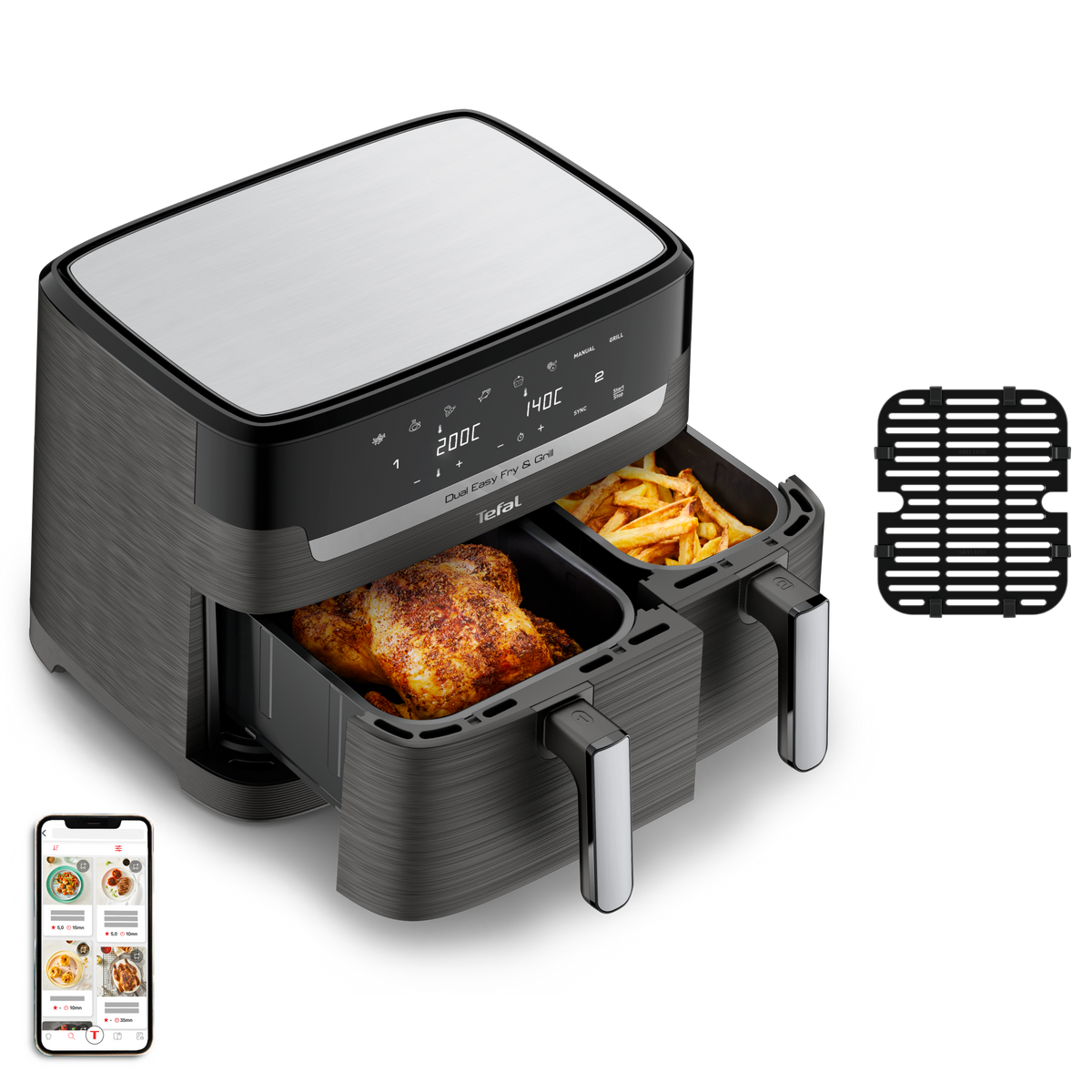 Dual Easy Fry & Grill, 8.3L, Air fryer 2.2kg, Gris Charbon