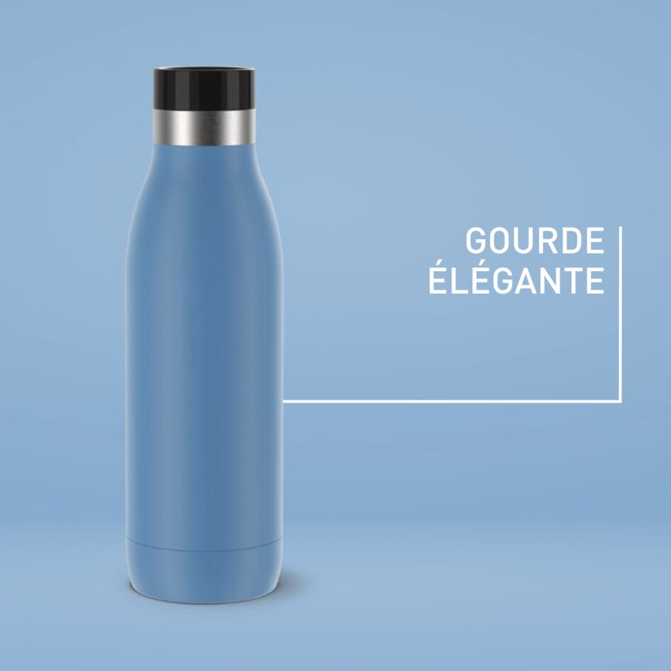 Bludrop Gourde 0,5L, Acier inoxydable, Boissons chaudes 12h et froides 24h, Bleu