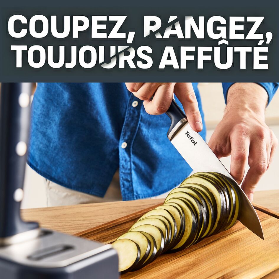 EverSharp, Set de couteaux 6&nbsp;pièces en inox et bloc de couteaux avec système d'aiguisage intégré