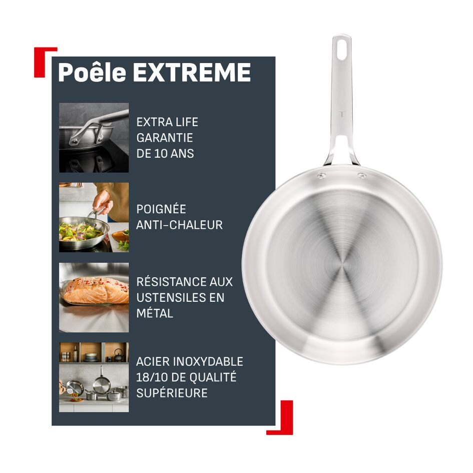 Extreme, Poêle, Inox, Induction, 24cm