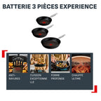 Experience, Batterie de 3&nbsp;poêles 20/24/28&nbsp;cm, Revêtement antiadhésif FusionCore, Induction