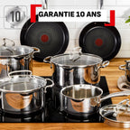 Duetto +, Poêle 28 cm, Garantie 10 ans, Acier inoxydable, Induction, Thermo-Signal
