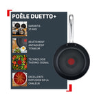 Duetto +, Poêle 28 cm, Garantie 10 ans, Acier inoxydable, Induction, Thermo-Signal