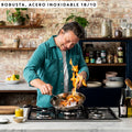 Jamie Oliver by Tefal Cook Smart, Poêles 24/28 cm, Acier inoxydable sans revêtement