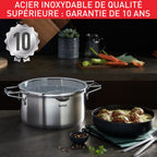 Nordica, Batterie de cuisine 6p, Inox, Induction, Couvercles égouttoirs