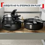 Excellence+, Casserole 20 cm, Design empilable, Revêtement antiadhésif, Induction