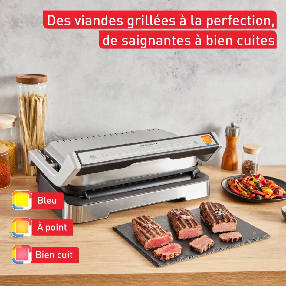 Optigrill 4 en 1 XL, grill intelligent, fonctions bbq, four et repas complet, 12 programmes, mode manuel, ouverture 180°, XL 