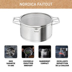 Nordica, Faitout, Inox, Induction, Couvercle égouttoir, 20cm