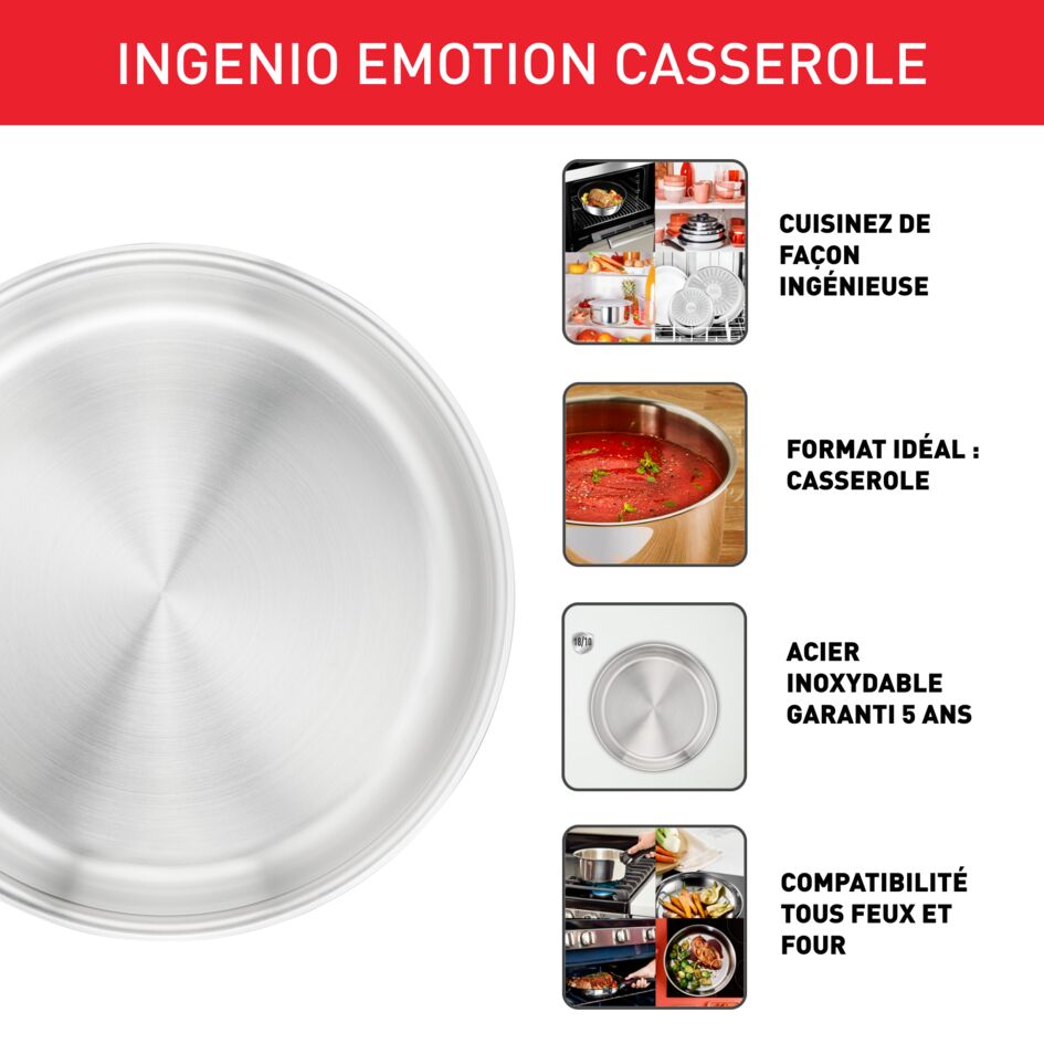 Emotion, Casserole sans revêtement, Acier inoxydable, 20 cm