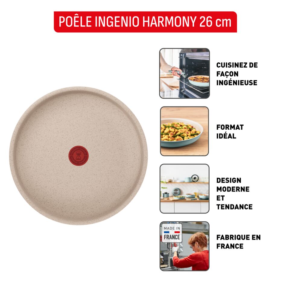 Ingenio Harmony, Poêle manche amovible, Antiadhésif, Induction, 26cm
