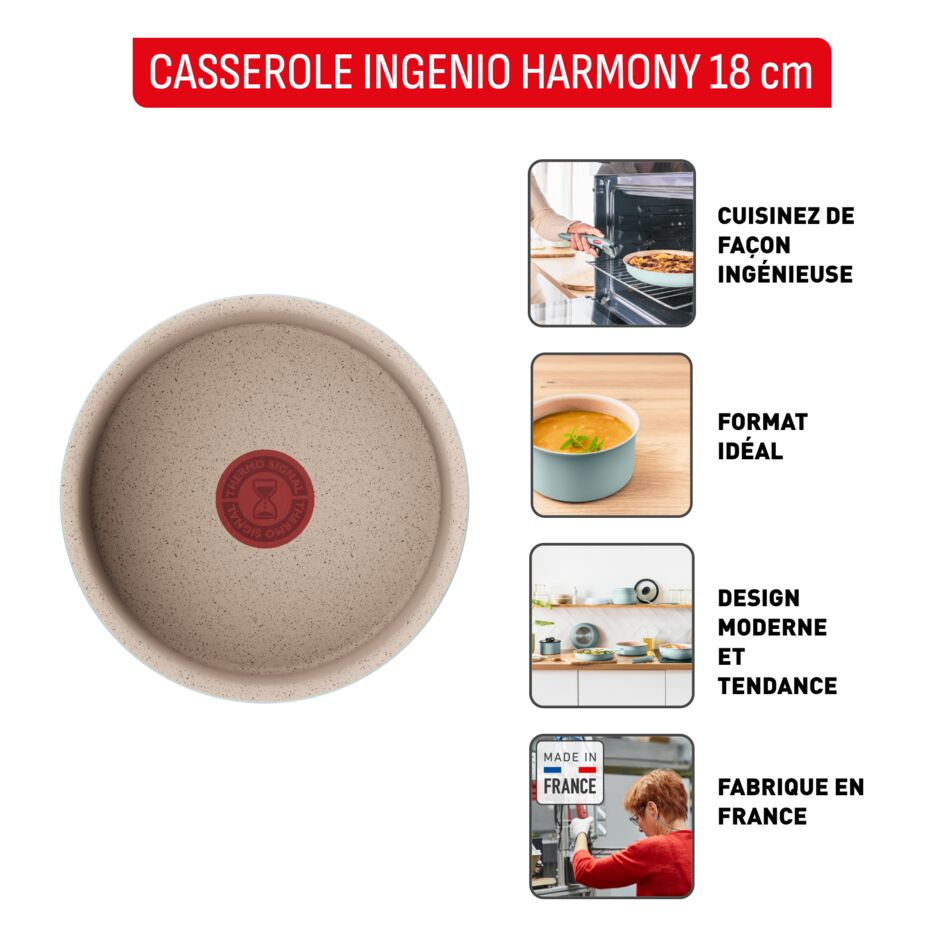 Ingenio Harmony, Casserole manche amovible, Antiadhésif, Induction, 18cm