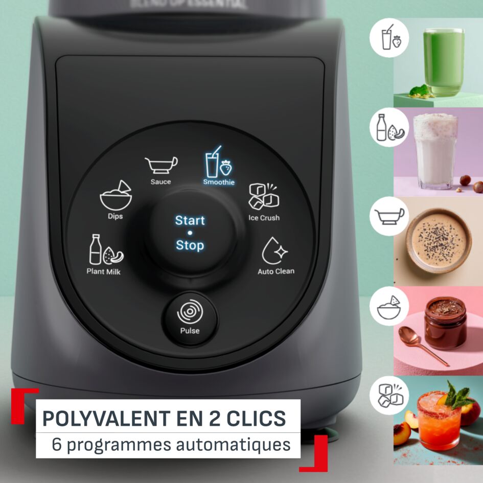 Blend Up Essential, Mini blender, 800 W, 6 programmes automatiques, 2 gourdes