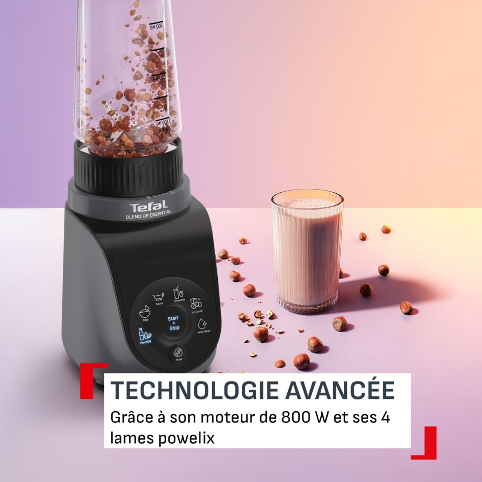 Blend Up Essential, Mini blender, 800 W, 6 programmes automatiques, 2 gourdes