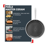 Master Ceram, Poêle 24 cm, Revêtement inox et céramique, Induction