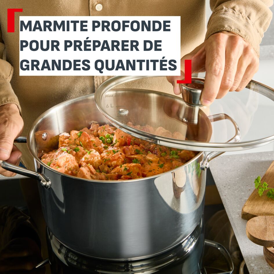 Emotion+ XL, Marmite + couvercle, Inox, Induction, 28cm