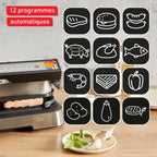 Optigrill 4 en 1 XL, grill intelligent, fonctions bbq, four et repas complet, 12 programmes, mode manuel, ouverture 180°, XL 