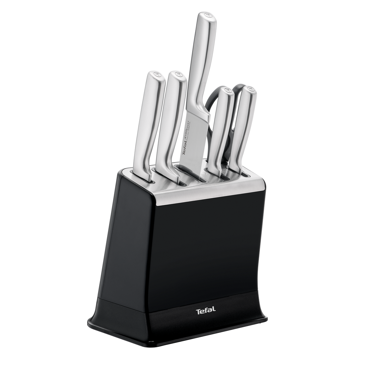 EverSharp, Set de couteaux 6&nbsp;pièces en inox et bloc de couteaux avec système d'aiguisage intégré